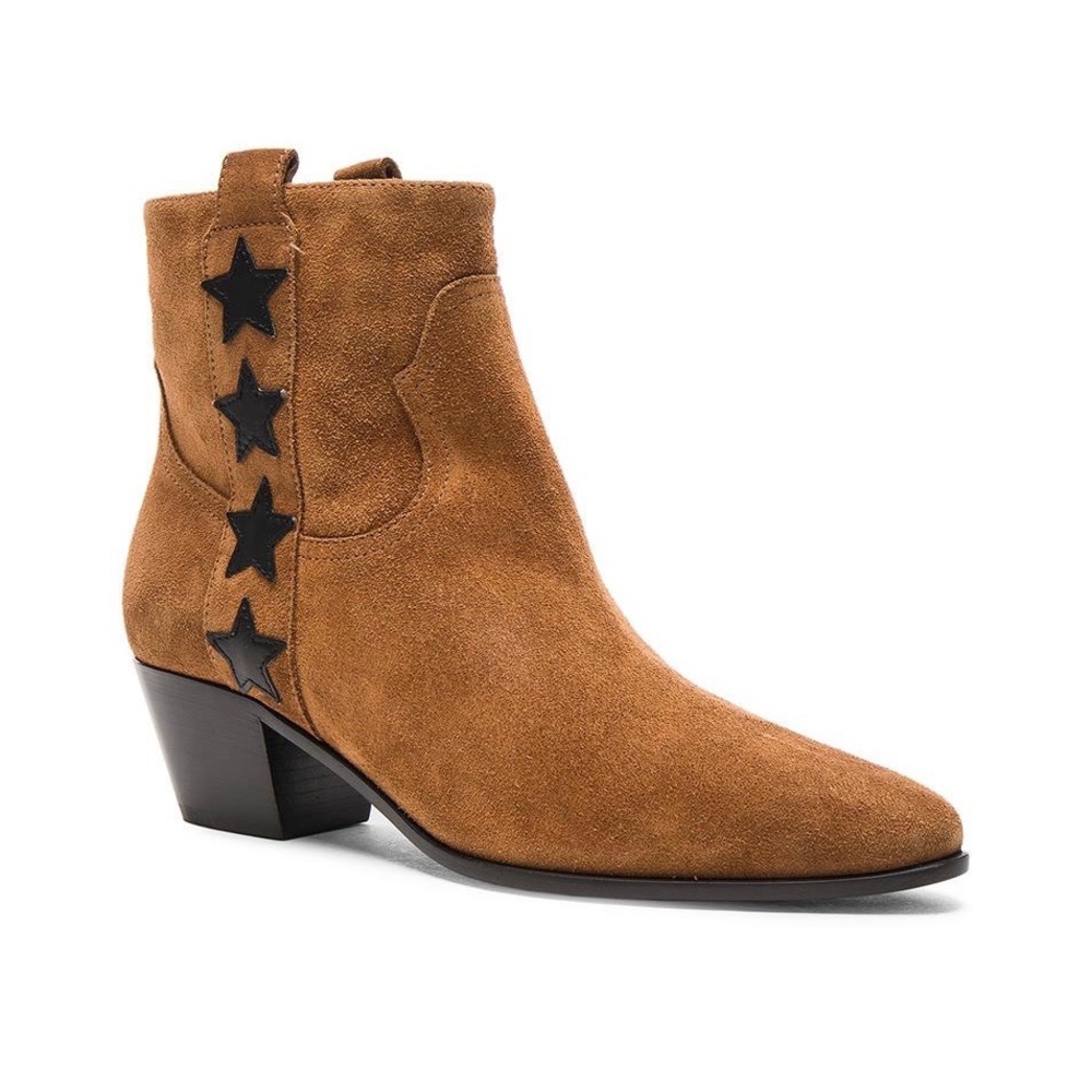 Saint Laurent Rock 40 Stars women’s tan suede ankle boot size IT 35 US 5 - Picture 1 of 16